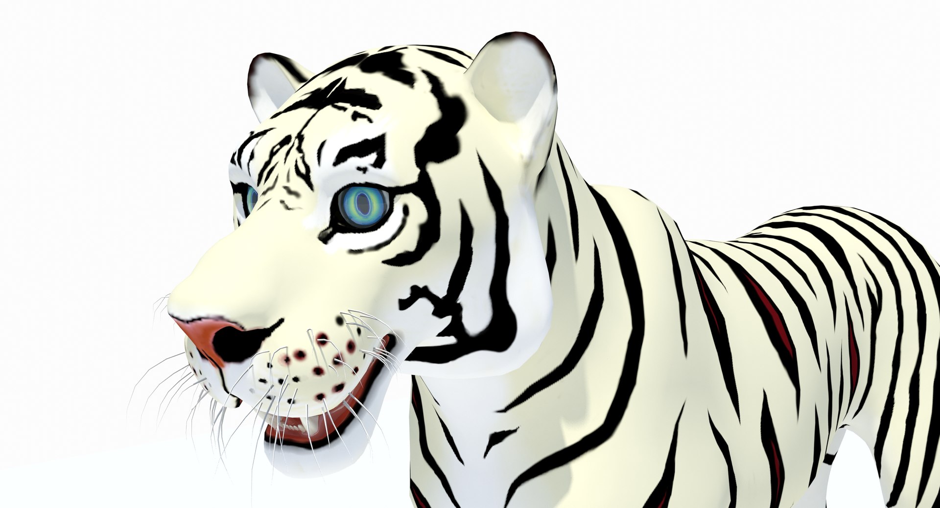 White Cartoon Tiger 3D Model