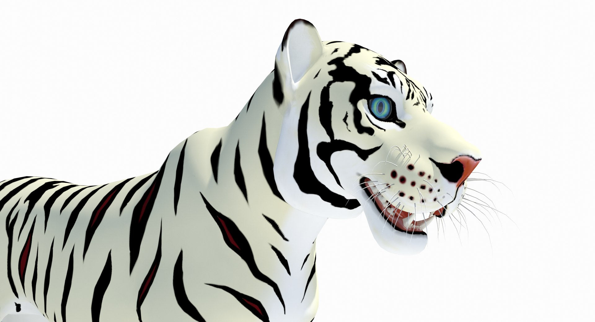 White Cartoon Tiger 3D Model