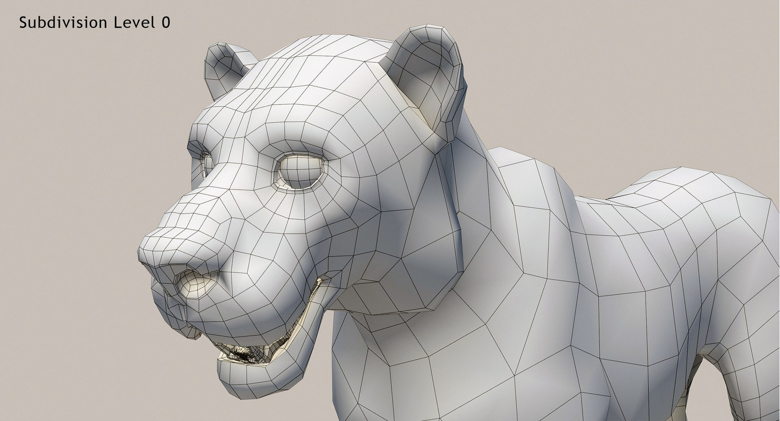White Cartoon Tiger 3D Model