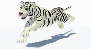 Animated White Cartoon Tiger 3D Model Thumbnail