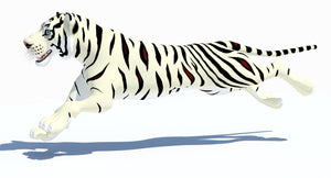 Animated White Cartoon Tiger 3D Model