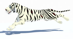 Animated White Cartoon Tiger 3D Model Thumbnail