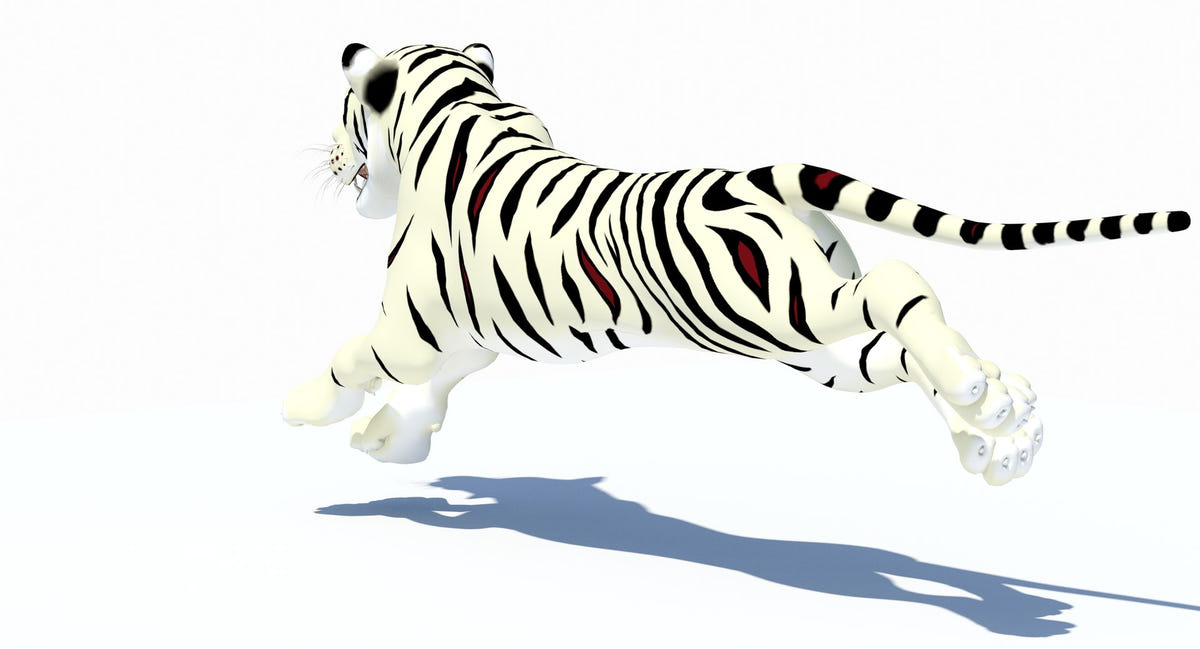Animated White Cartoon Tiger 3D Model