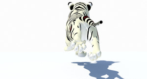 Animated White Cartoon Tiger 3D Model Thumbnail