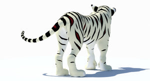 Animated White Cartoon Tiger 3D Model Thumbnail