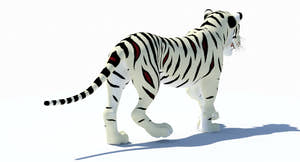 Animated White Cartoon Tiger 3D Model Thumbnail