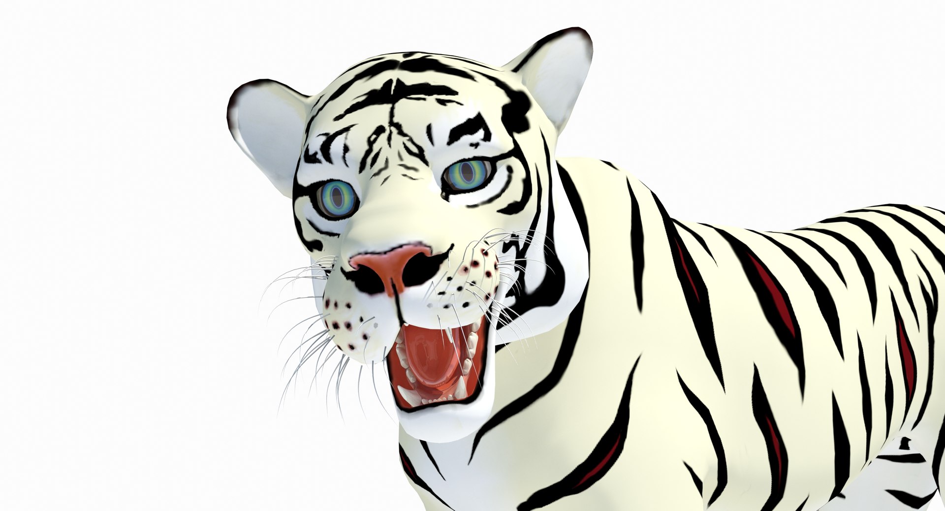 Animated White Cartoon Tiger 3D Model