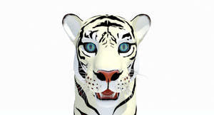 Animated White Cartoon Tiger 3D Model Thumbnail