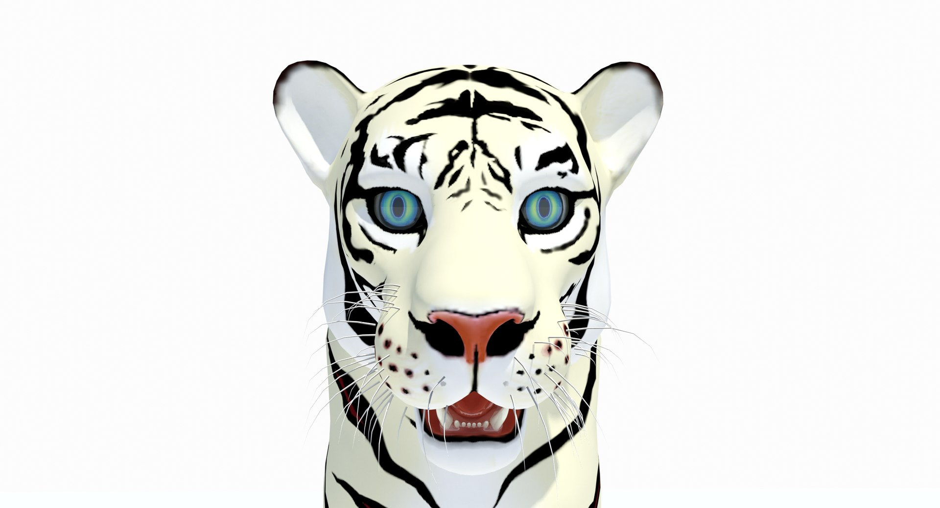 Animated White Cartoon Tiger 3D Model