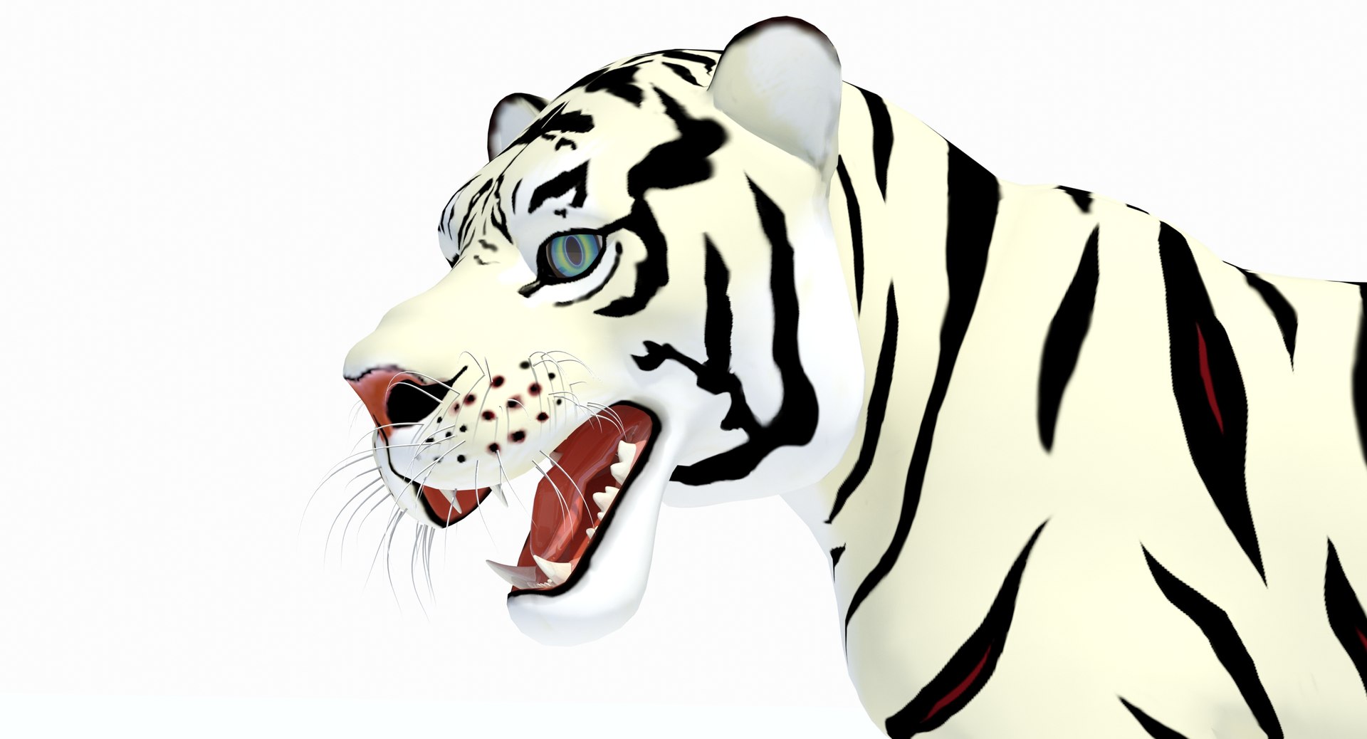 Animated White Cartoon Tiger 3D Model