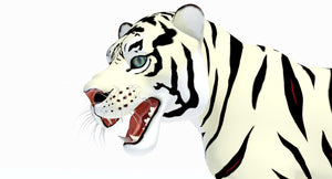 Animated White Cartoon Tiger 3D Model Thumbnail