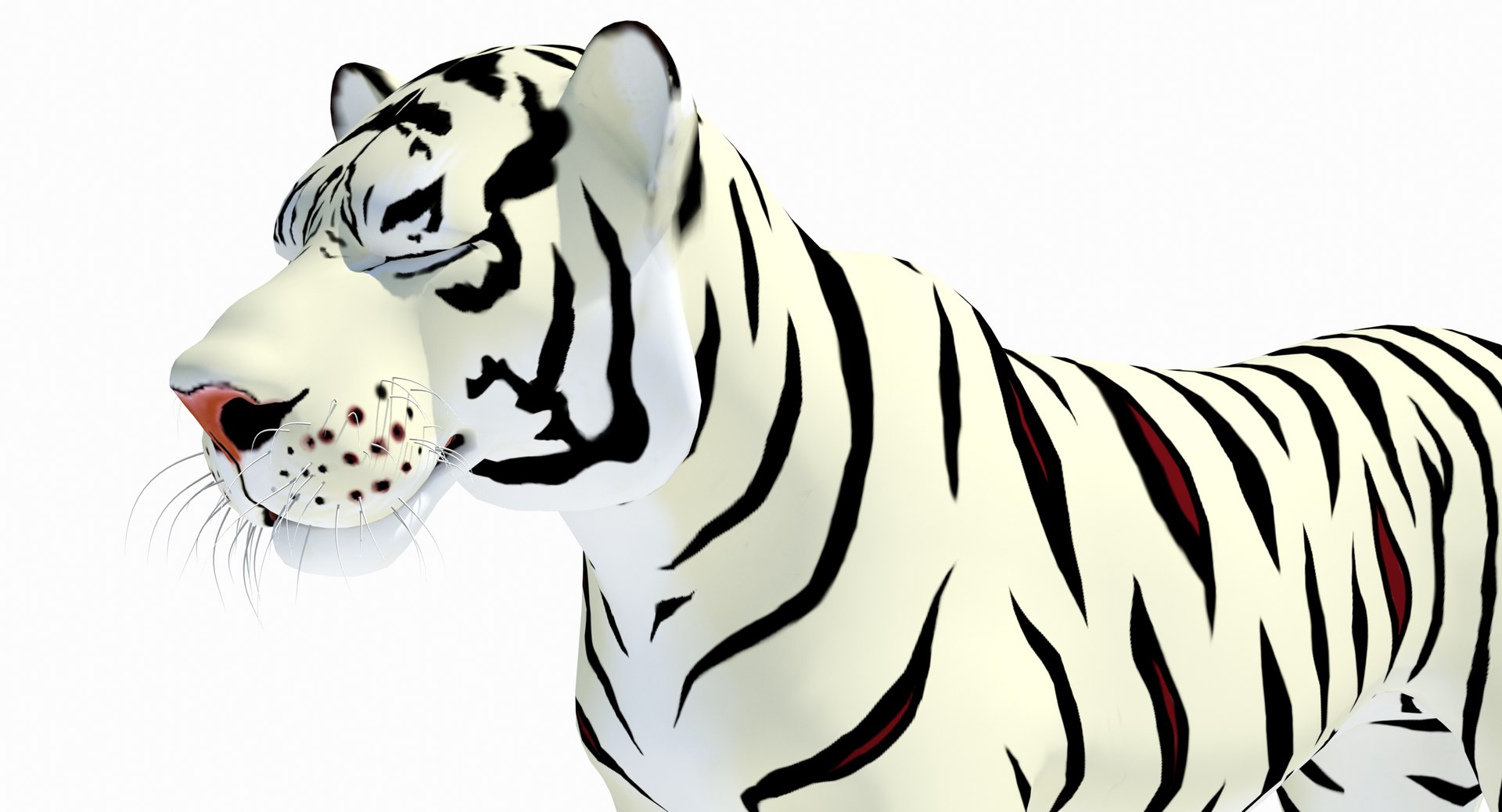Animated White Cartoon Tiger 3D Model