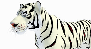 Animated White Cartoon Tiger 3D Model Thumbnail