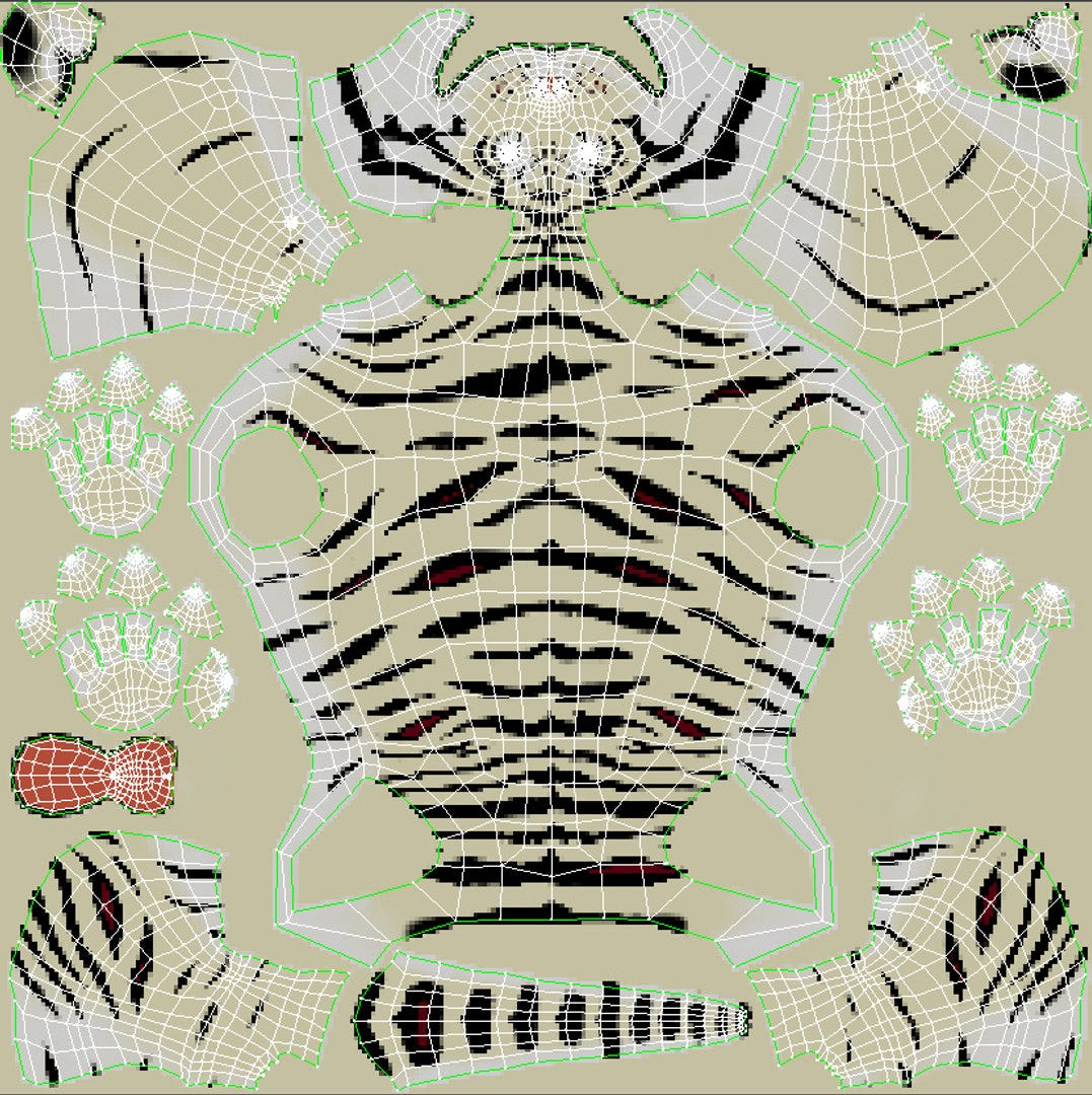 Animated White Cartoon Tiger 3D Model