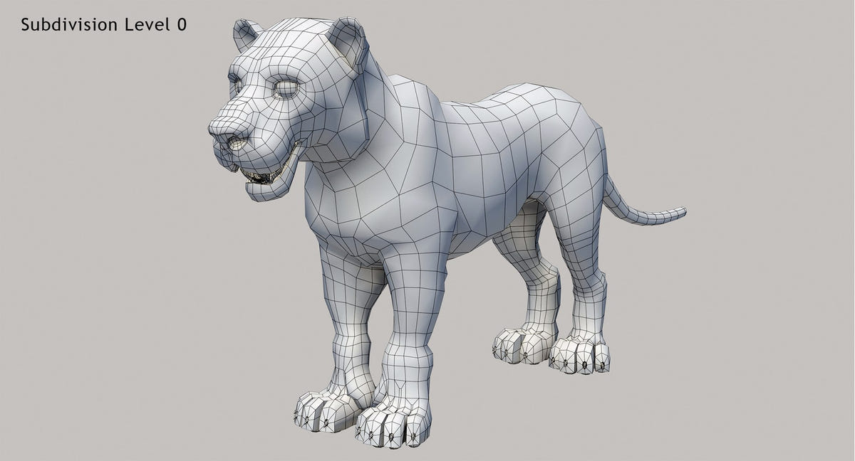 Animated White Cartoon Tiger 3D Model