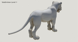 Animated White Cartoon Tiger 3D Model Thumbnail