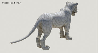Animated White Cartoon Tiger 3D Model