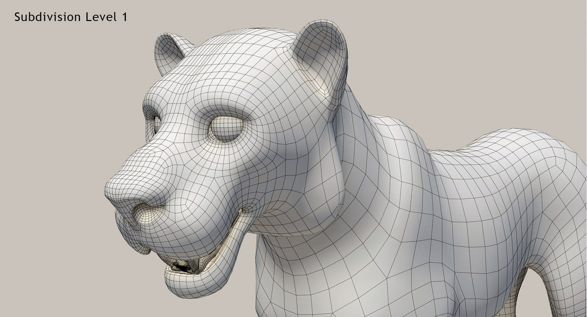 Animated White Cartoon Tiger 3D Model