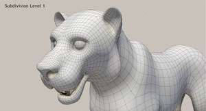 Animated White Cartoon Tiger 3D Model Thumbnail
