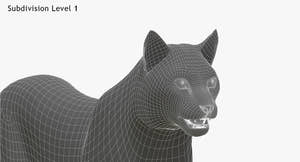 Wite Lynx 3D Model Head Close Up - Wireframe View 1 Thumbnail