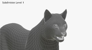 Wite Lynx 3D Model Head Close Up - Wireframe View 1 Thumbnail