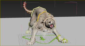 3D model of a creature with a detailed skeleton on a grid background Thumbnail