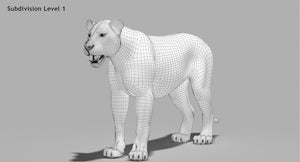 White Lion 3D Model Wireframe View Thumbnail