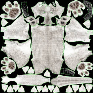 Unwrapped UV Layout of Lioness 3D Model Body for CGI and Animation Projects Thumbnail