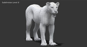 White Lioness 3D Model - Game-Ready Thumbnail