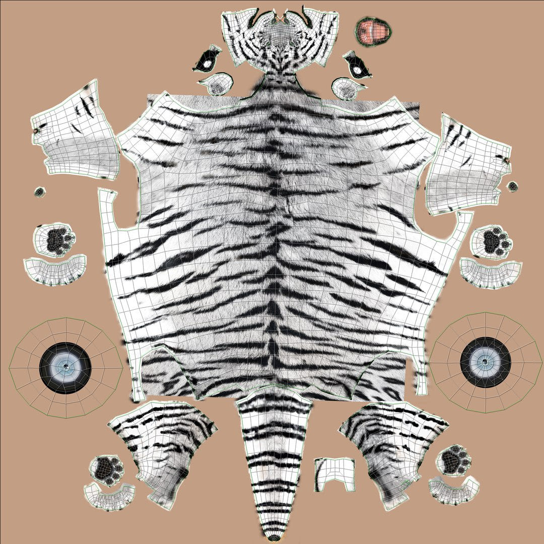 Siberian White Tiger 3D Model - Game-Ready