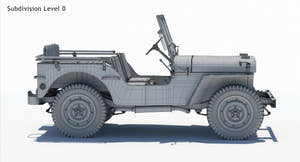 Willys MB Jeep 3D Model Wireframe Thumbnail