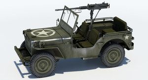 Armored Willys MB Jeep 3D Model Thumbnail