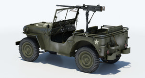 Armored Willys MB Jeep 3D Model Thumbnail