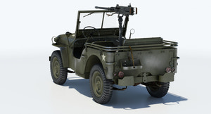 Armored Willys MB Jeep 3D Model Thumbnail