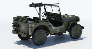 Armored Willys MB Jeep 3D Model Thumbnail