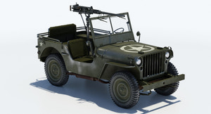 Armored Willys MB Jeep 3D Model Thumbnail