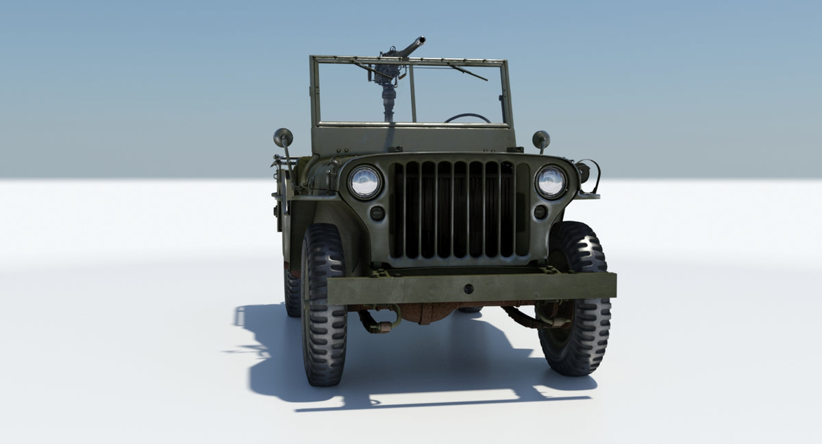 Armored Willys MB Jeep 3D Model - 360 Degree View
