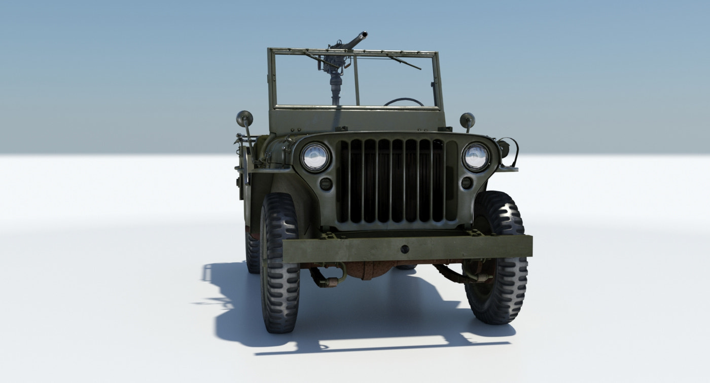 Armored Willys MB Jeep 3D Model - 360 Degree View