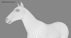 Horse Grey 3D Model Thumbnail